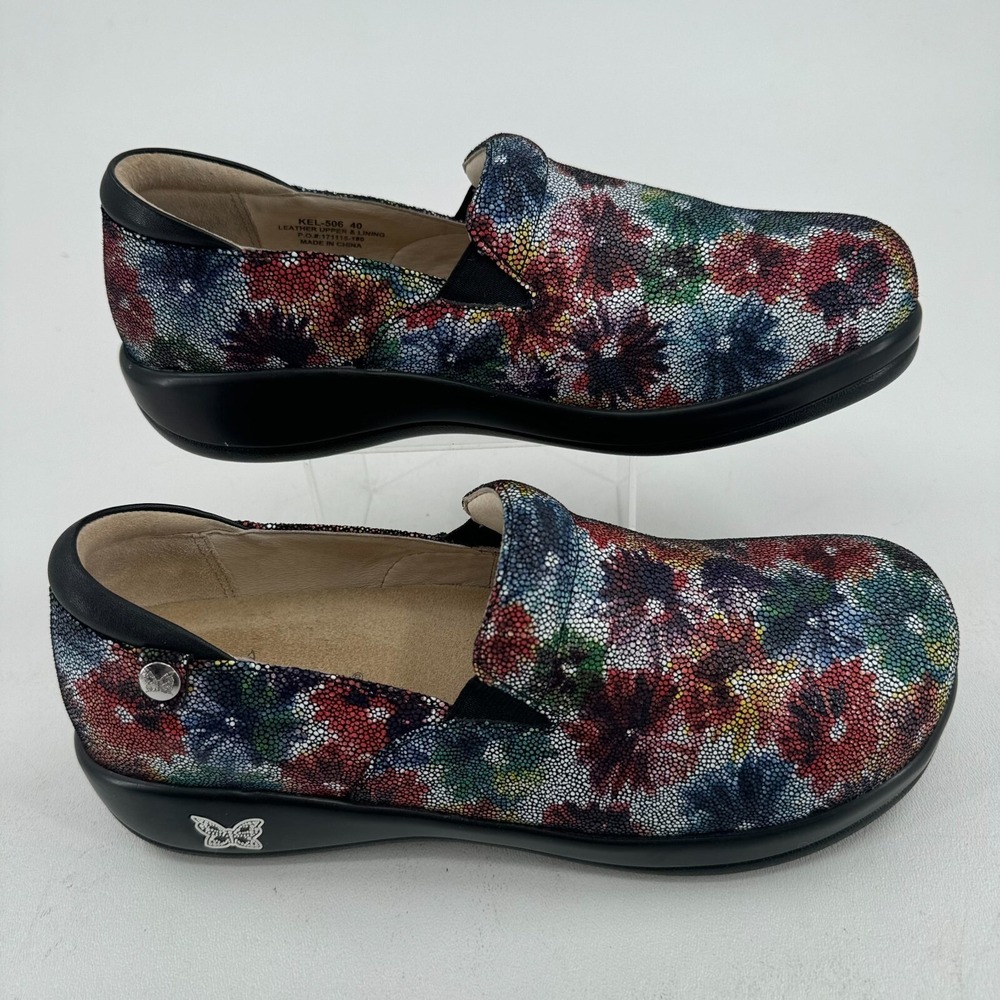 Alegria by PG Lite Shoes WOMENS Multicolor Floral Leather KEL-506 Slip On 40